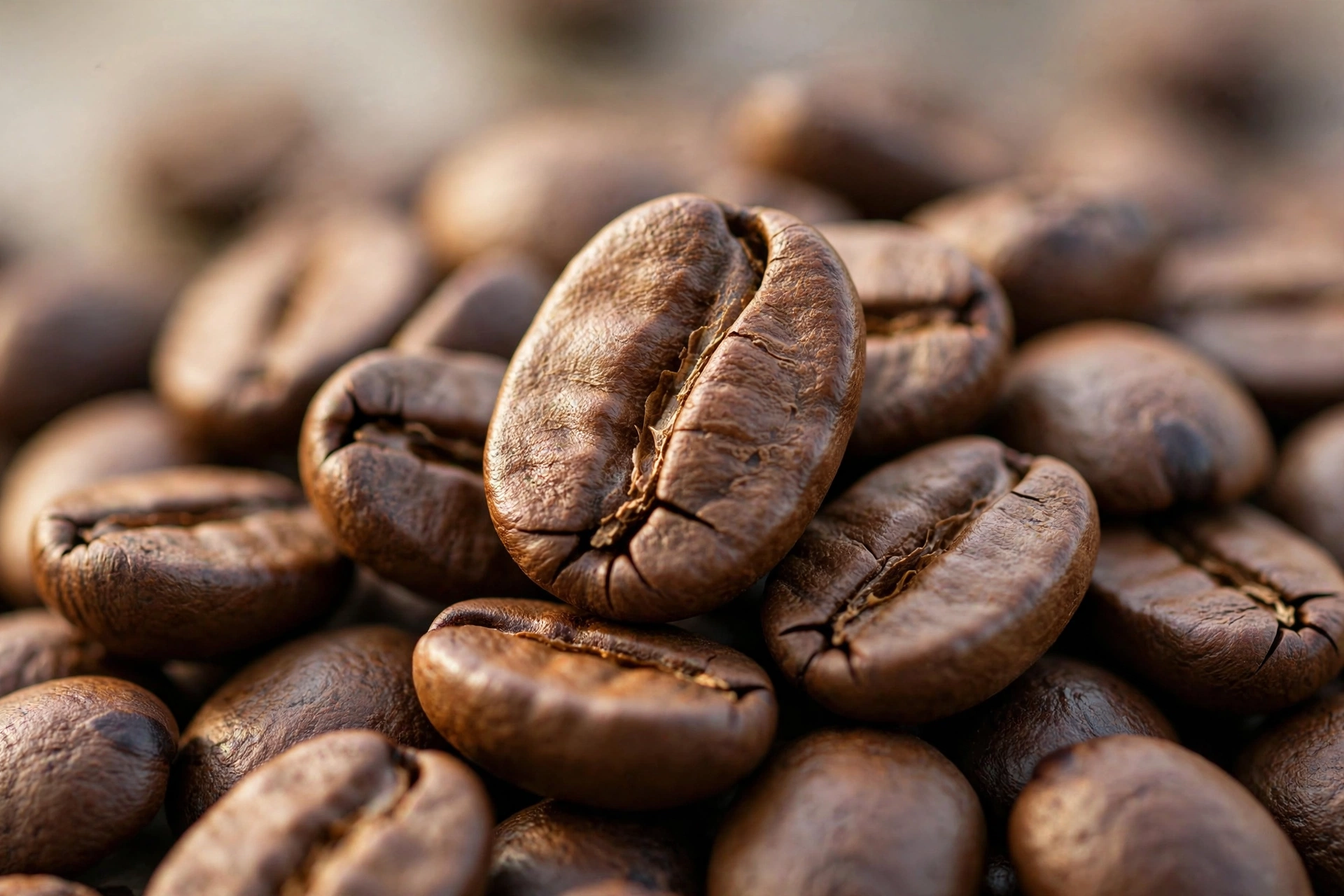 About us Macro detail of dark roasted coffee bean fissure - Pure Batch
